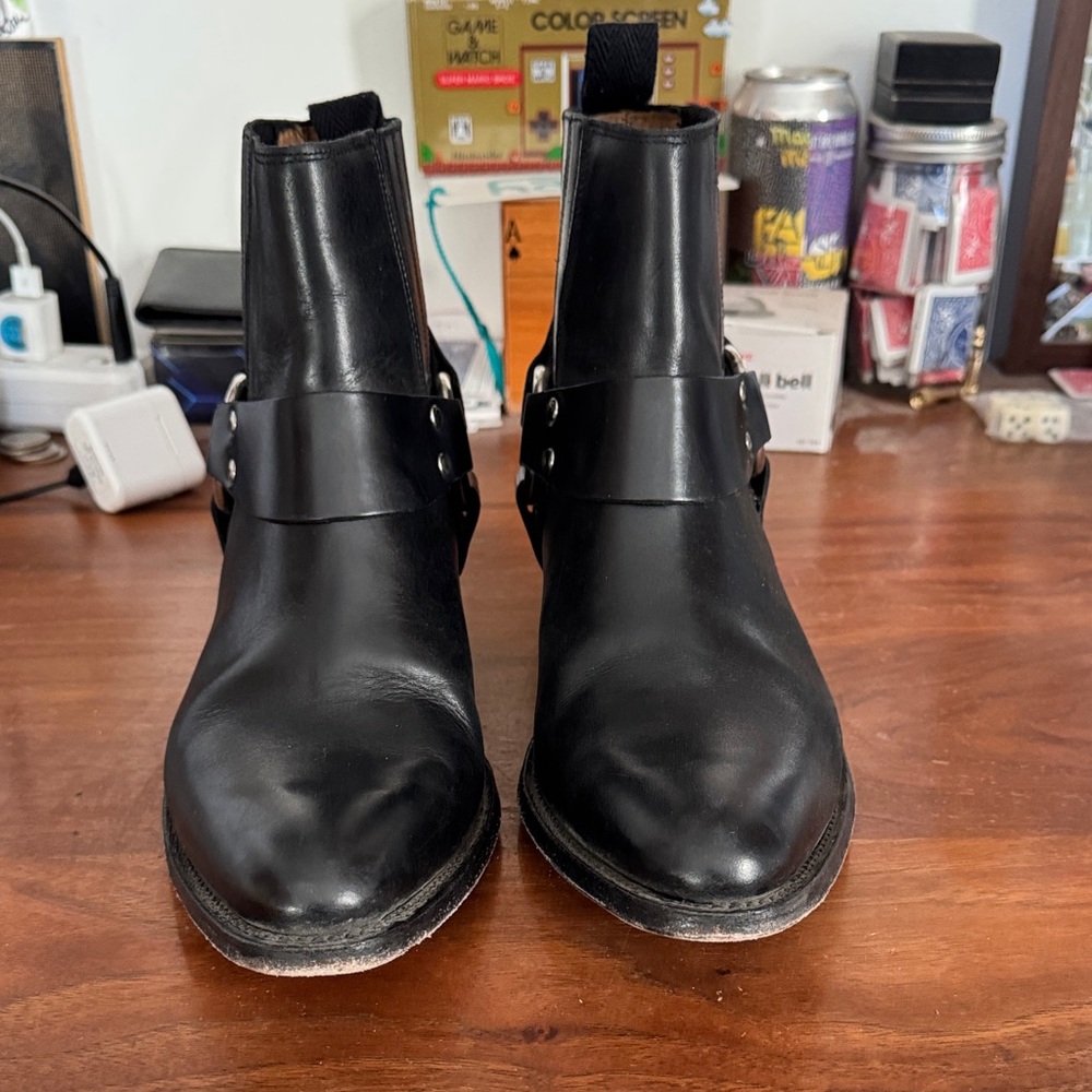 Black Leather Ankle Boots - Picture 9 of 13